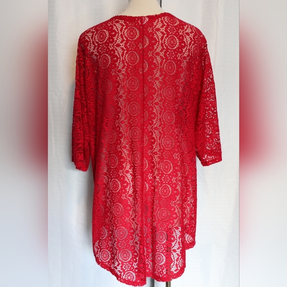 Womens Lace/Crochet Cover Up Red (S) - Picture 2 of 7